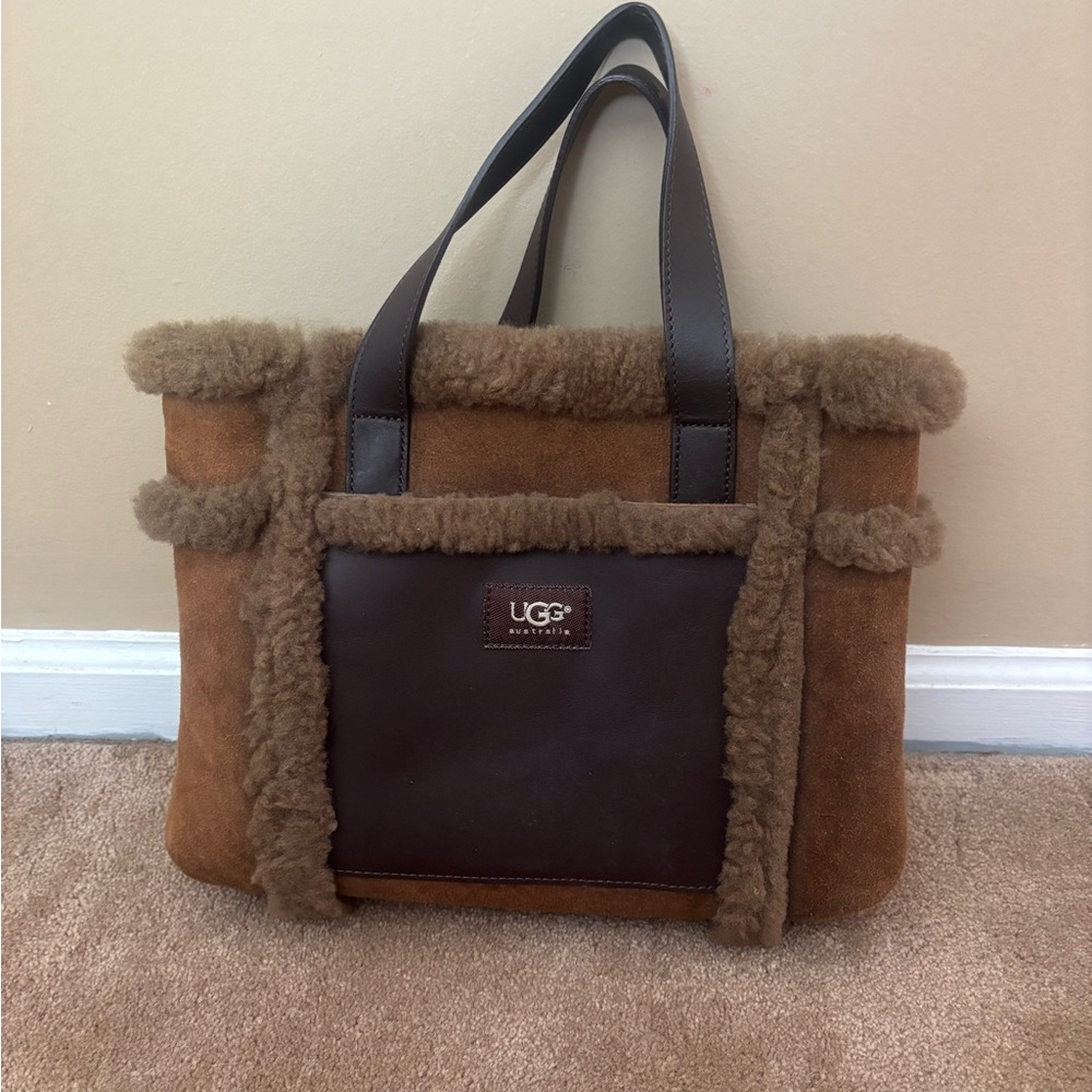 UGG Tan and Brown Shearling Tote
